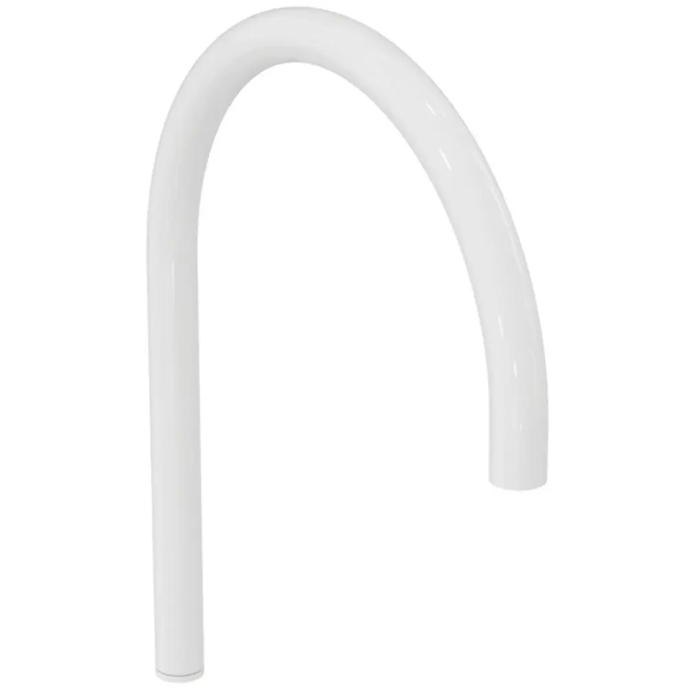Berührungsloser Waschtischarm von Ideal Standard in Weiß. Geschwungene Armatur mit einem einfachen, modernen Design zum Einsatz in Badezimmern.